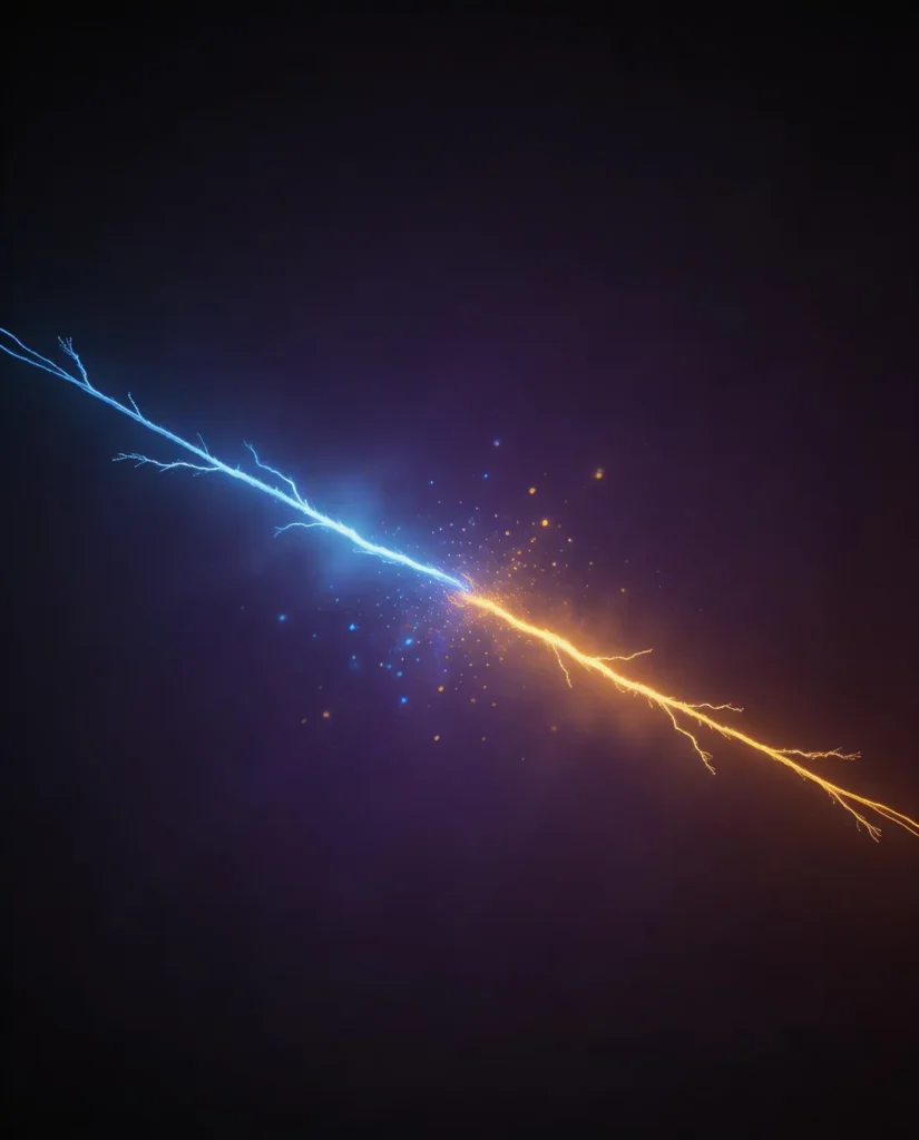 abstract opposing energy forces colliding, representing Saturn imbalance and resistance in astrology